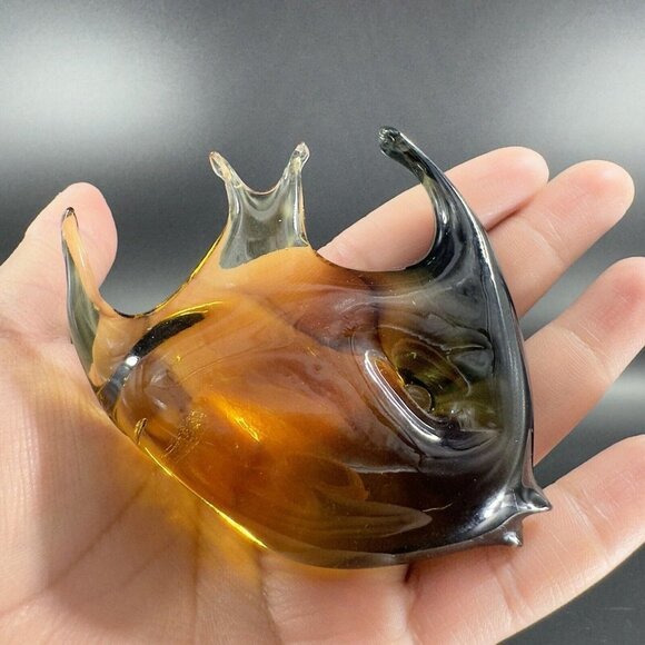 Venetian Hand Blown Fish Art Glass Figurine Hand Made In Italy Amber Smokey VTG - Picture 11 of 14